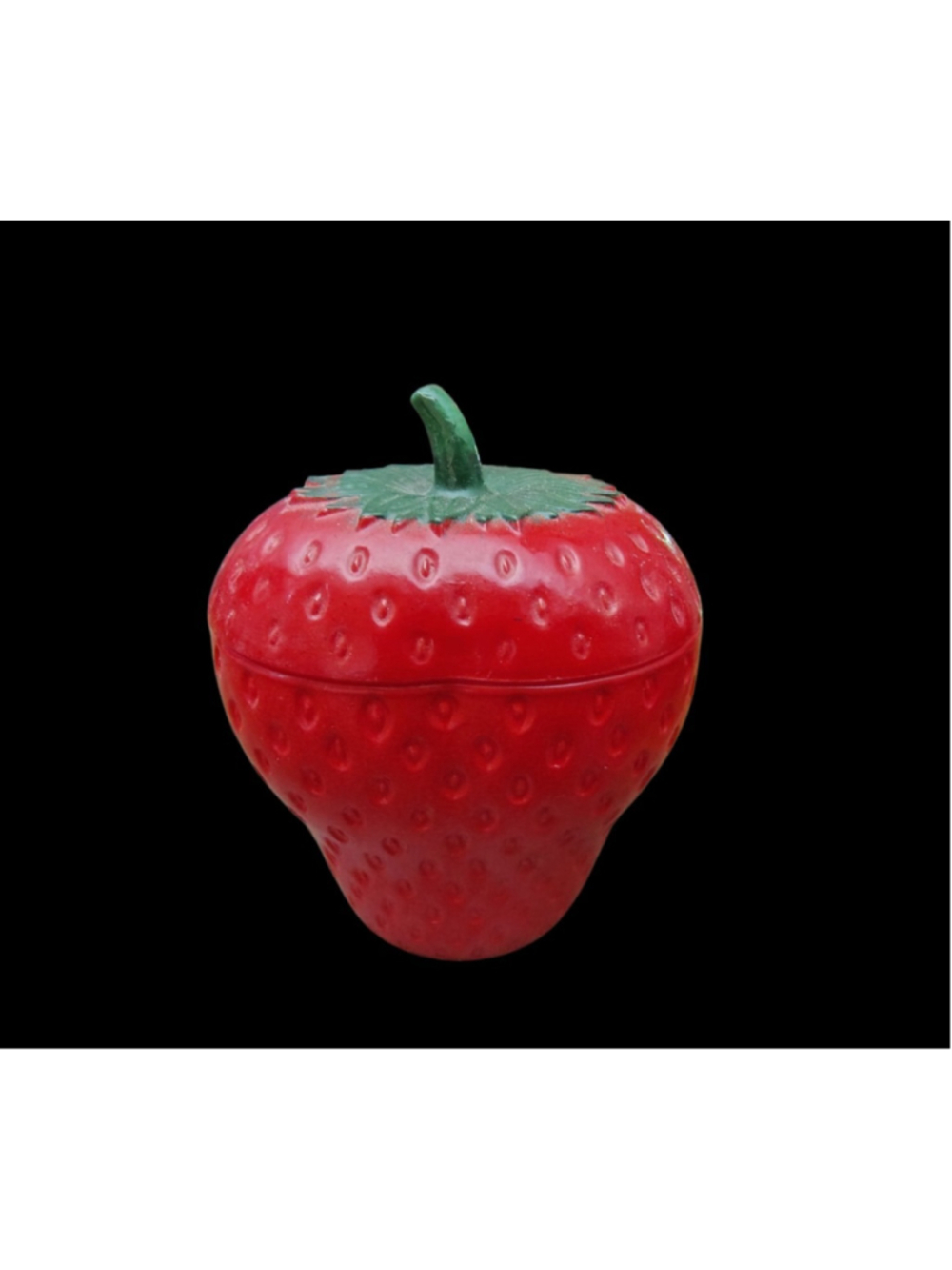 Vintage Hazel Atlas Strawberry Shaped Painted Milk Glass Jam Jelly Jar